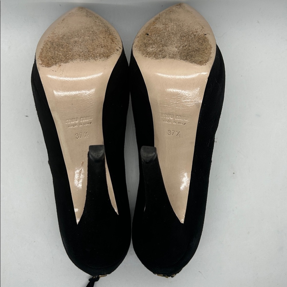Miu Miu Sexy Black Suede Stiletto Heel Ankle Boots Shoes **Size 37.5/US 7.5** 🔥🔥 - Picture 8 of 13
